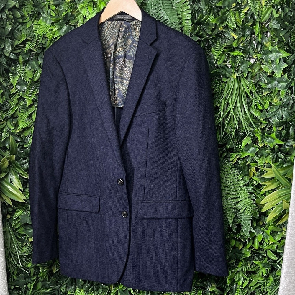 RALPH LAUREN Blazer Men 40R Blue Wool Sport Coat Paisley Jacket Suit Separate